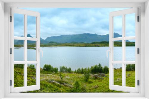 Fototapeta Naklejka Na Ścianę Okno 3D - Lofoten summer panorama (Norway).