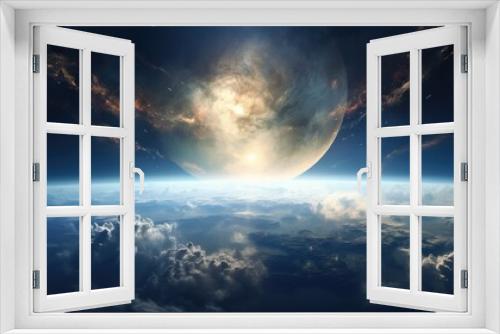 Fototapeta Naklejka Na Ścianę Okno 3D - Vibrant colors and intricate details fill the planet's atmosphere, with swirling gases and stormy cloud formations. A hyper-realistic stock image capturing the beauty of atmospheric dynamics, set aga