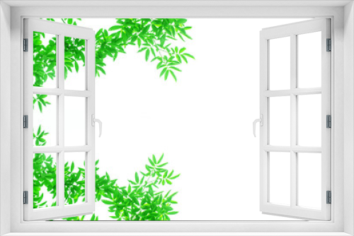 Fototapeta Naklejka Na Ścianę Okno 3D - Green leaves frame