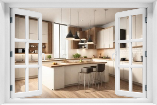 modern kitchen interior with kitchen