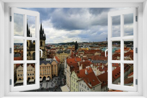 Fototapeta Naklejka Na Ścianę Okno 3D - Aerial view of the Prague city with the Church of Our Lady before Tyn