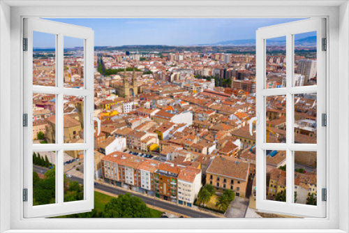 Aerial view of Logrono city with buildings and lanscape, Spain