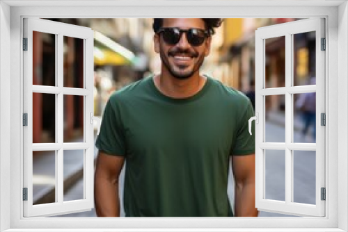 A cool Indian man wearing empty blank tshirt