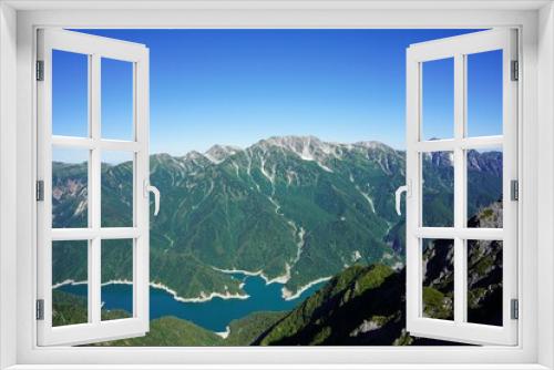 Fototapeta Naklejka Na Ścianę Okno 3D - 北アルプス　針ノ木岳から望む黒部湖と立山連峰	