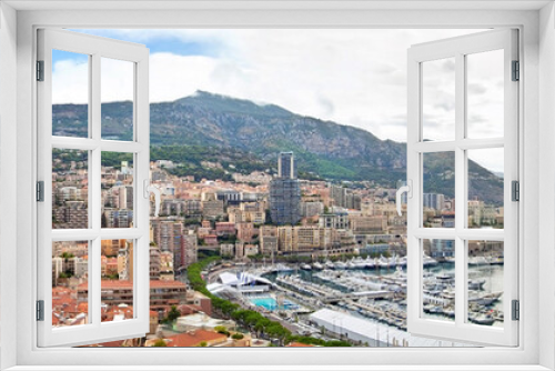 Fototapeta Naklejka Na Ścianę Okno 3D - Panoramic view of Monaco on cloudy summer day