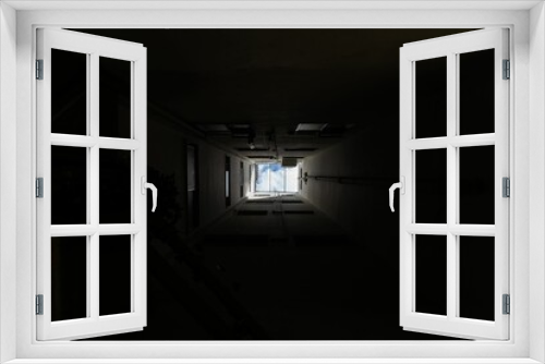 Fototapeta Naklejka Na Ścianę Okno 3D - Low-angle shot of an inner yard of a building