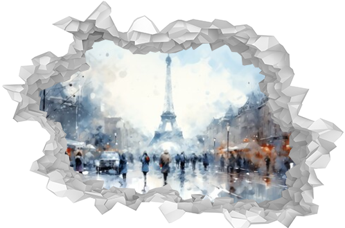Winter Paris in watercolor style by Generative AI