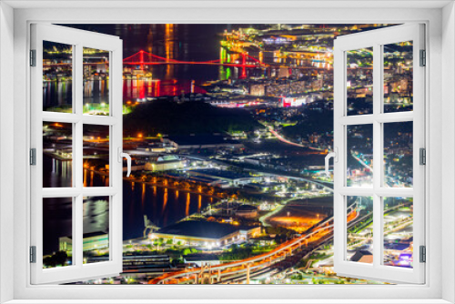 Fototapeta Naklejka Na Ścianę Okno 3D - 福岡県　北九州市　皿倉山からの夜景