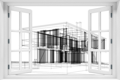 Fototapeta Naklejka Na Ścianę Okno 3D - sketch of building