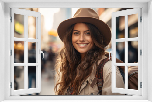 Hispanic young girl visiting South America