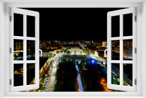Fototapeta Naklejka Na Ścianę Okno 3D - Voronezh, Russia - August 23, 2020: Government of the Voronezh region, Lenin Square, Koltsovsky Square. Night, Aerial view