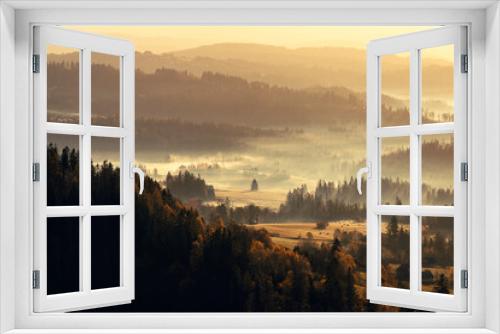 Fototapeta Naklejka Na Ścianę Okno 3D - Górzysty krajobraz jesienny