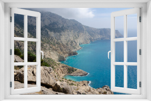 Fototapeta Naklejka Na Ścianę Okno 3D - Beautiful sights in Ibiza Spain of the rugged coast, Mediterranean sea and charming architecture 