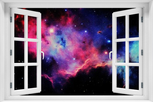 Fototapeta Naklejka Na Ścianę Okno 3D - abstract nebula outer space background with grain and noise texture for header poster banner backdrop