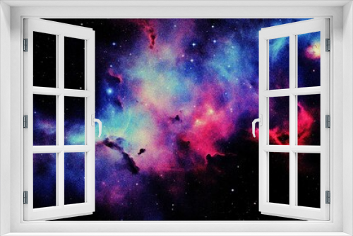 Fototapeta Naklejka Na Ścianę Okno 3D - abstract nebula outer space background with grain and noise texture for header poster banner backdrop