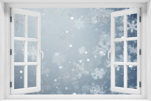 Close-up of snowflakes falling on a minimalist Christmas backdrop AI generated illustration