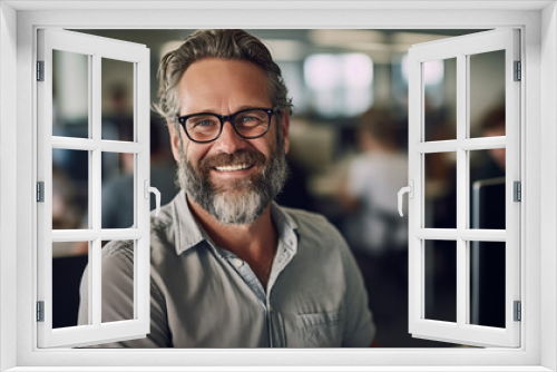 Smiling Professional in Modern Office