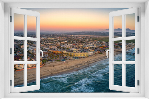 Fototapeta Naklejka Na Ścianę Okno 3D - Aerial View of Imperial Beach, California with Tijuana, Mexico in the Distance