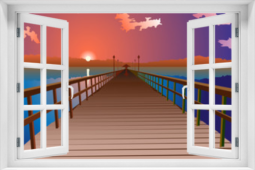 Fototapeta Naklejka Na Ścianę Okno 3D - Sunset at the pier