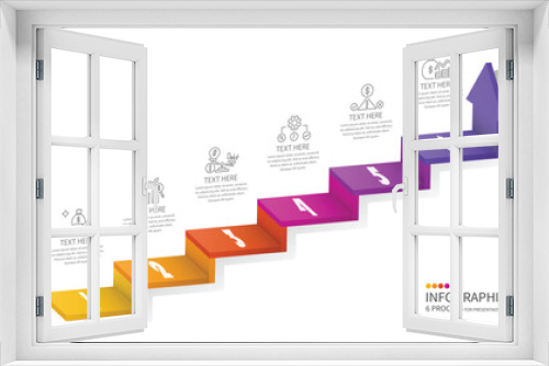3d stair infographic elements design with 6 options, Steps or processes and marketing can be used for presentation.