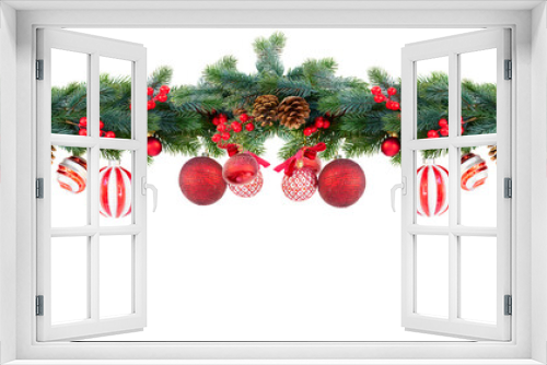 Fototapeta Naklejka Na Ścianę Okno 3D - Christmas garland on white