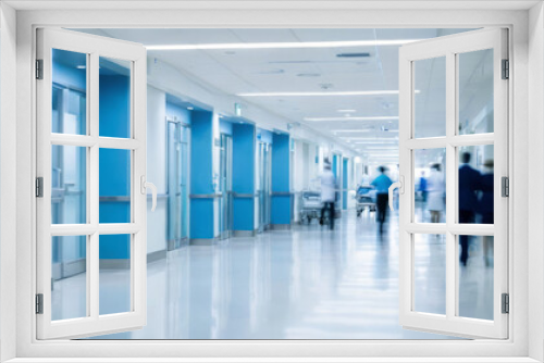 Abstract Healthcare: Blurred Hospital Hallway