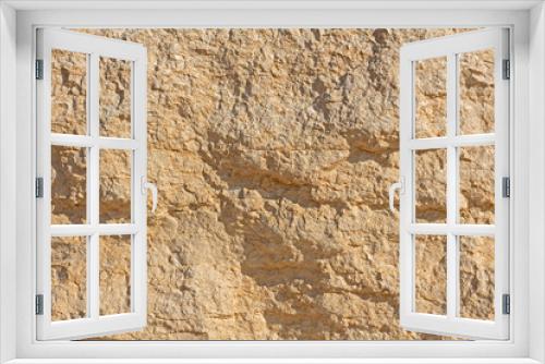 Fototapeta Naklejka Na Ścianę Okno 3D - Texture - light yellow sandstone, structure of stone.