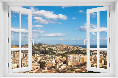 Fototapeta Naklejka Na Ścianę Okno 3D - Cagliari, panorama di città