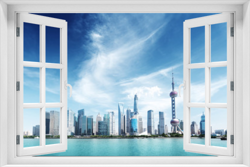 Fototapeta Naklejka Na Ścianę Okno 3D - Shanghai skyline and sunny day