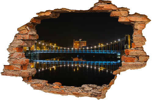 Wrocław i piękny most Grunwaldzki w świetle nocnych latarni.