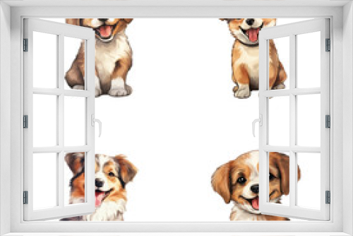 Fototapeta Naklejka Na Ścianę Okno 3D - set of cute dog watercolor illustrations for printing on baby clothes, sticker, postcards, baby showers, games and books, safari jungle animals vector