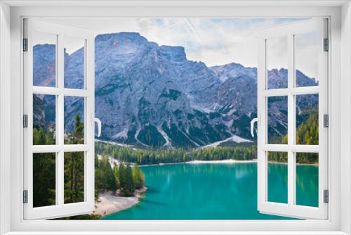 Fototapeta Naklejka Na Ścianę Okno 3D - Blue alpine lake in the Dolomites