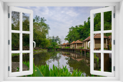 Fototapeta Naklejka Na Ścianę Okno 3D - The bath houses. Fang Hot Spring National Park is part of Doi Pha Hom Pok National Park in Chiang Mai, Thailand