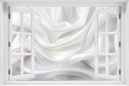 Close up of crumpled pure white silk fabric cloth   elegant luxury background texture design