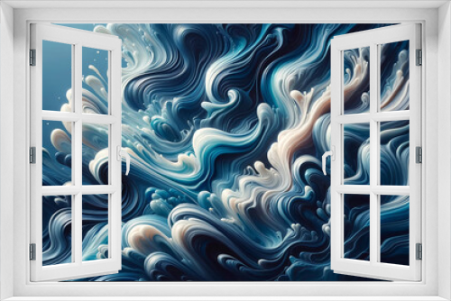 A Photographic Style Image of An Abstract Fluid Art Piece, with Waves of Varying Shades of Blue Creating a Dynamic and Flowing Appearance, as If Capturing the Movement of Water