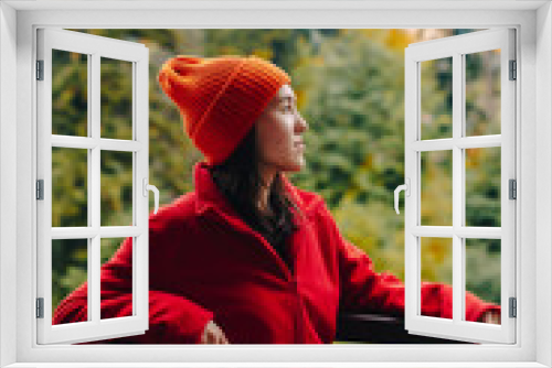 Fototapeta Naklejka Na Ścianę Okno 3D - person in a red hat