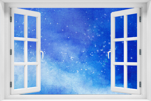 Fototapeta Naklejka Na Ścianę Okno 3D - 青色の星空の風景イラスト