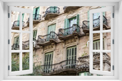 Fototapeta Naklejka Na Ścianę Okno 3D - Facade of old apartment buildings in el Eixample, Barcelona, Catalonia, Spain, Europe