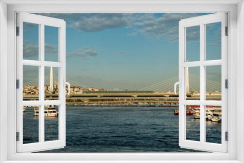Fototapeta Naklejka Na Ścianę Okno 3D - lanscape view of the city istanbul  bridge, bosphorus, ships