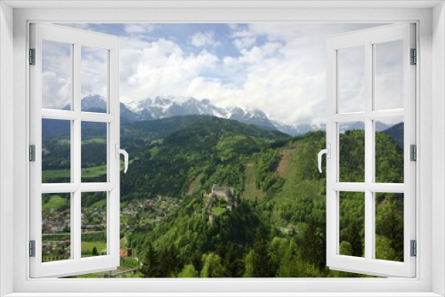Fototapeta Naklejka Na Ścianę Okno 3D - Festung Hohenwerfen mit Alpenpanorama