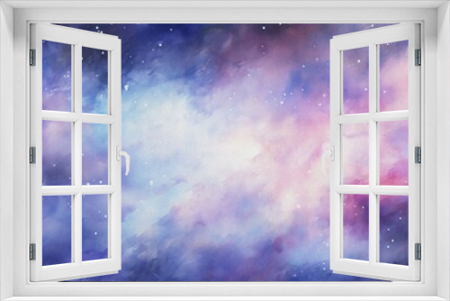 Fototapeta Naklejka Na Ścianę Okno 3D - watercolor painting of abstract cloud sky nebula galaxy with purple blue  and gold for background element