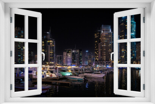 Fototapeta Naklejka Na Ścianę Okno 3D - Dubai marina by night