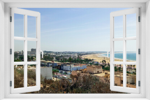 Fototapeta Naklejka Na Ścianę Okno 3D - Natural view of Agadir city and nice beach on sunny day with beautiful sky.  Moroccan atlantic ocean.