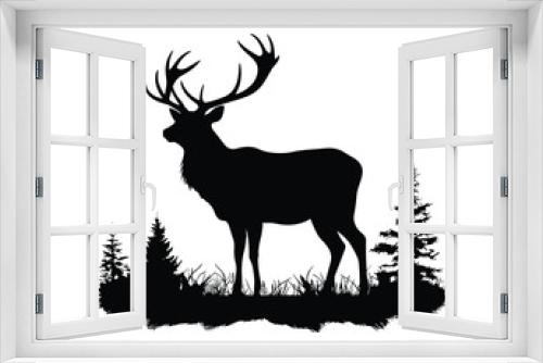 Fototapeta Naklejka Na Ścianę Okno 3D - Deer Hunting Silhouette. Dear Hunting Vector Illustration.