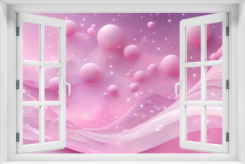 Dynamic wave of baby pink, adorned with shining dots and stars, forming an abstract and ethereal background. Ai Generated