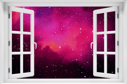 Fototapeta Naklejka Na Ścianę Okno 3D - Cosmic illustration. Beautiful colorful space background. Watercolor Cosmos