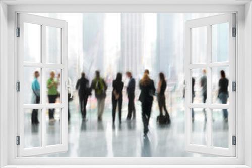 group of people in the lobby business center