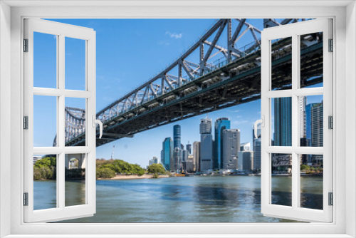 Fototapeta Naklejka Na Ścianę Okno 3D - Brisbane skyline shot from the river under Story Bridge.