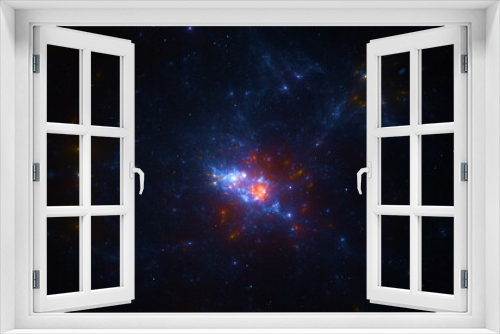 Fototapeta Naklejka Na Ścianę Okno 3D - Space galaxy landscape, astronomy, star universe, cosmos sky glow background, night outer light, nebula infinity. 3d render