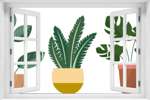 Fototapeta Naklejka Na Ścianę Okno 3D - indoor plants in flat style, vector
